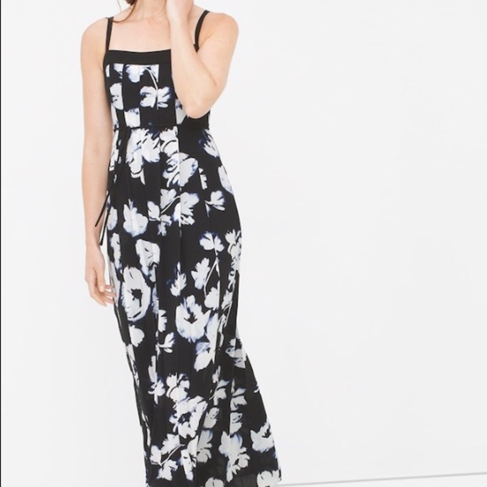 WHBM PLEATED FLORAL MAXI DRESS,  , altered 5 feet person ( never used)